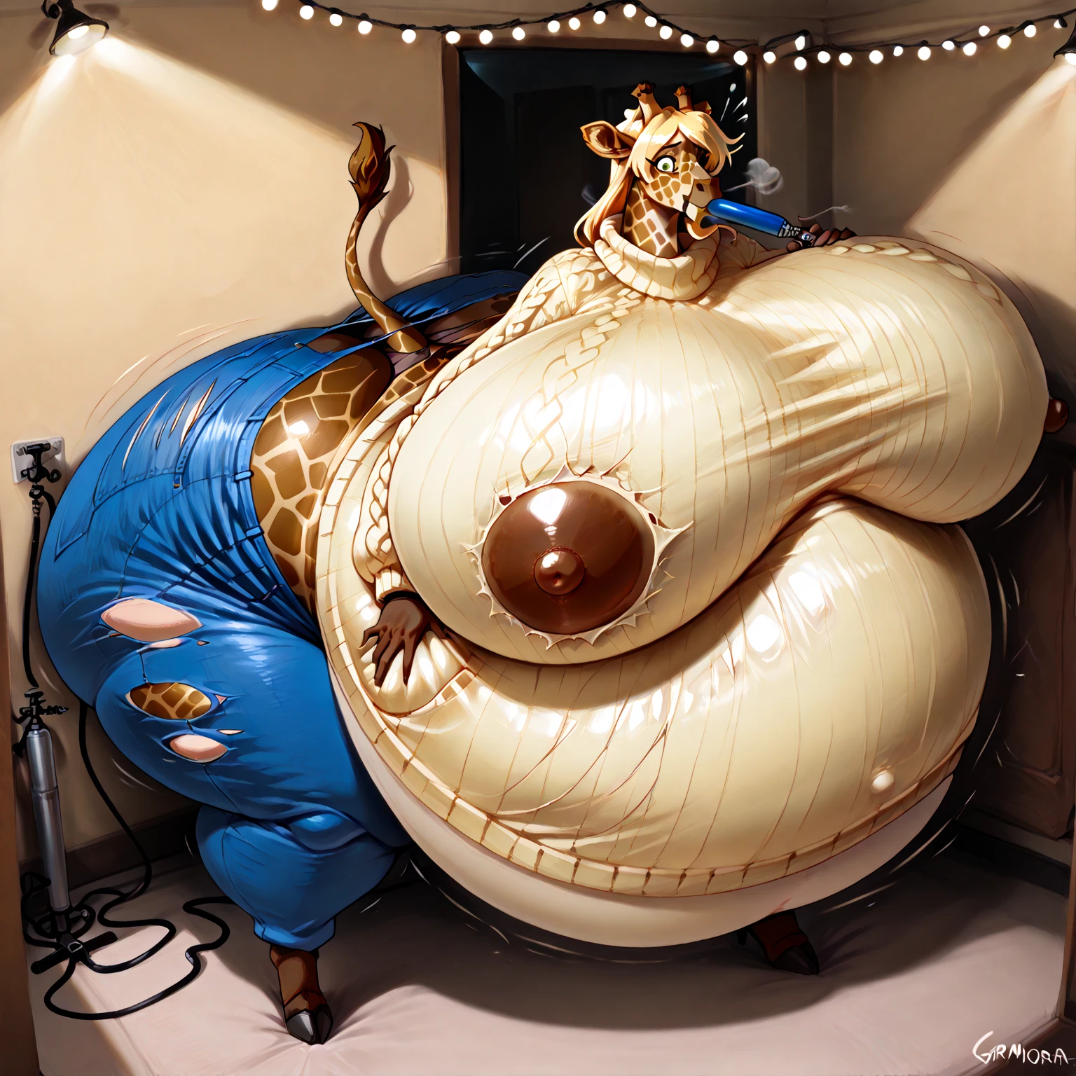 score_9, score_8_up, score_7_up, score_6_up, source_furry, (solo, solo focus, 1girl:1.5), ((nude)), ((ethylic coma)), ((very drunk)), ((staggers)), ((obese)), ((morbid obesity)), ((huge cheek)), ((belly full of alcohol)), ((bloated stomach)), ((a pain)), medium breasts, care bear, bear girl, fur purpur, white belly, ((overbalance)), ((hold her stomach)),
