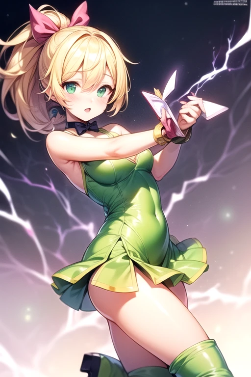 Elfgirl (Dynamic Angle:1.4), ((Pose de cuerpo entero:1.5), (De color:1.2), (fondo de pantalla extremadamente detallado de la unidad CG 16k:1.1), (Fuerza que elimina ruido: 1.45), (tObra maestra:1.37), ((Arte Oficial)), (De color:1.2), Todo el cuerpo es de color amarillo dorado, suspendido en el aire, sim, Big Wings, Dios Rayos, destellar, Luz brillante, ((Obra maestra)), ((La mejor calidad)), UHD, Galardonado