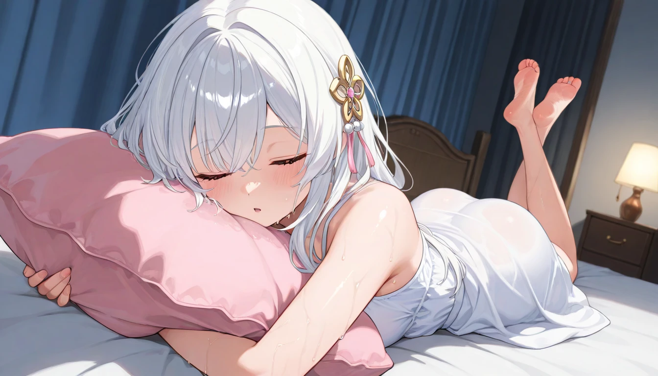 Lots of giant silk pillows. Princess Squirting. Blushing. Drooling. cry. naked. Sweaty. Luxury bed.Serve with white chocolate sauce
