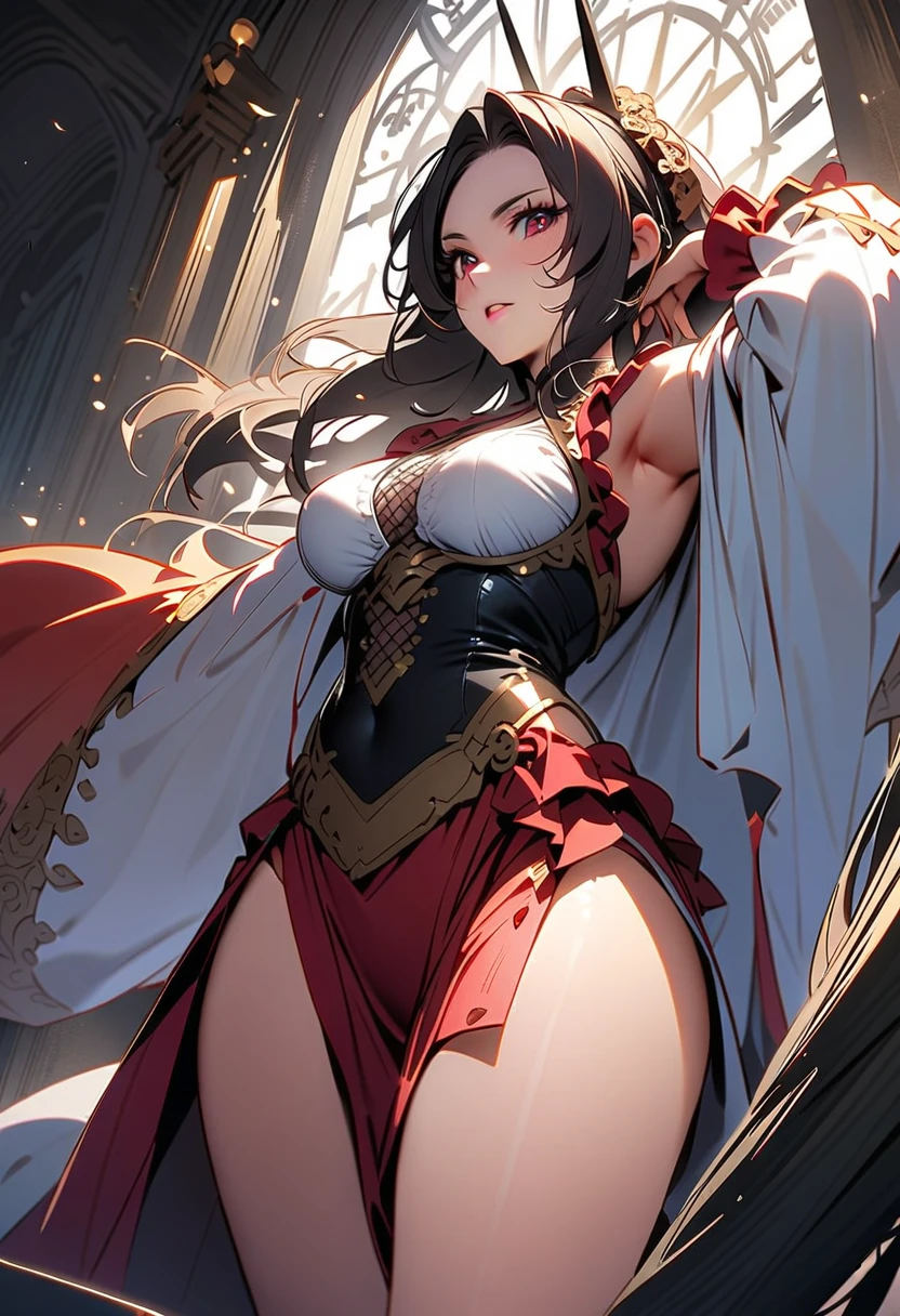 ((Masterpiece, top quality, high resolution)), ((highly detailed CG unified 8K wallpaper)), (huge stunning goddess shot, very hot and sexy, jaw dropping beauty, perfect proportions, beautiful body, slim body beauty: 1.4), Female Swordsman, Hero of the Three Kingdoms,
