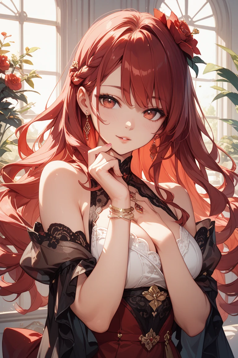 ((masterpiece, best quality)), Delicate face,Bunny Girl,Full body painting,Perfect body proportions,((Long wavy hair)), ((Half of her hair is red,The other half is black,Available in two colors)),beautiful eyes,Fantasy style,White background,transparent,Sexy Lingerie,Lace,Glasses