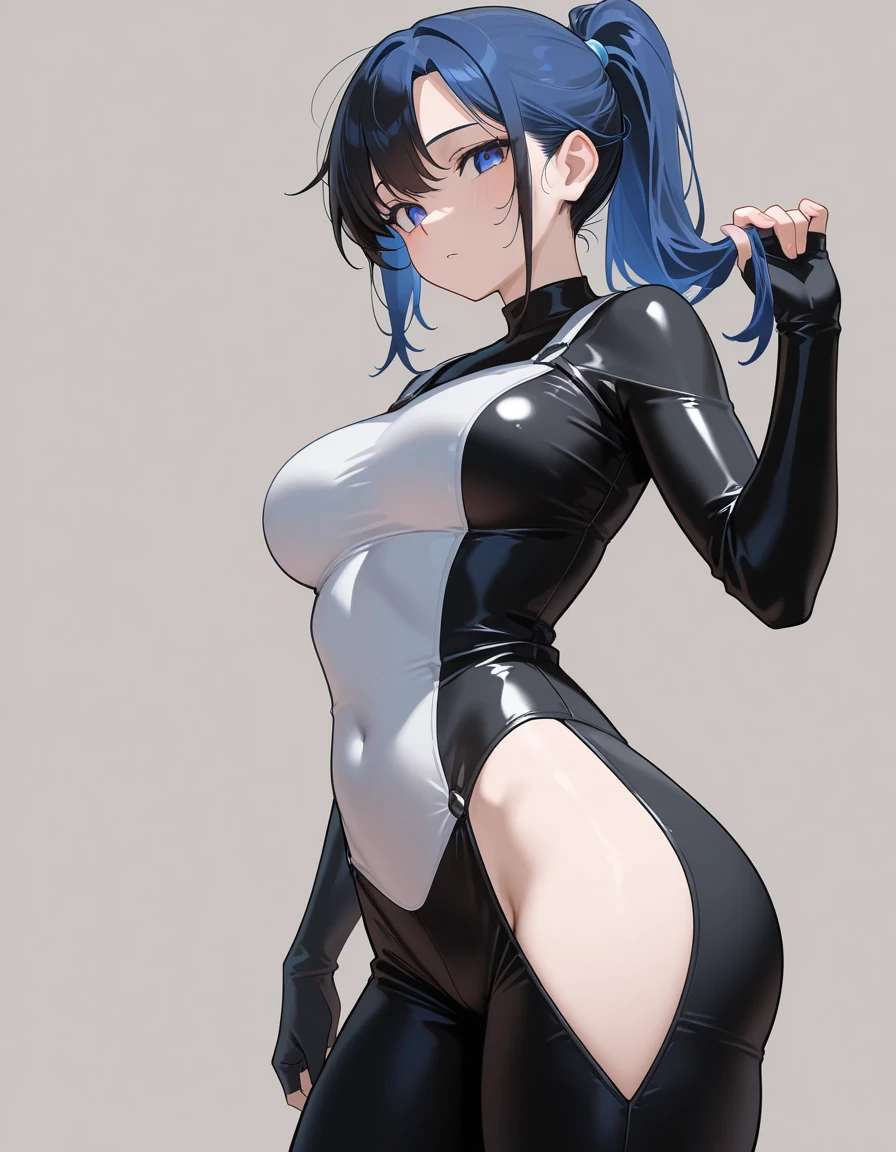 1 girl, One, Upper body,
black hair hair, Harlequin, арлекина из genshin impact, genshin impact, character from the game Red Eyes, long eyelashes, Thick eyelashes, Looking at the viewer, smiles flirtatiously, big lips, lush breasts, big tits nuclear dress, black sexy polo shirt with cut out chest, black border, simple background, flirts