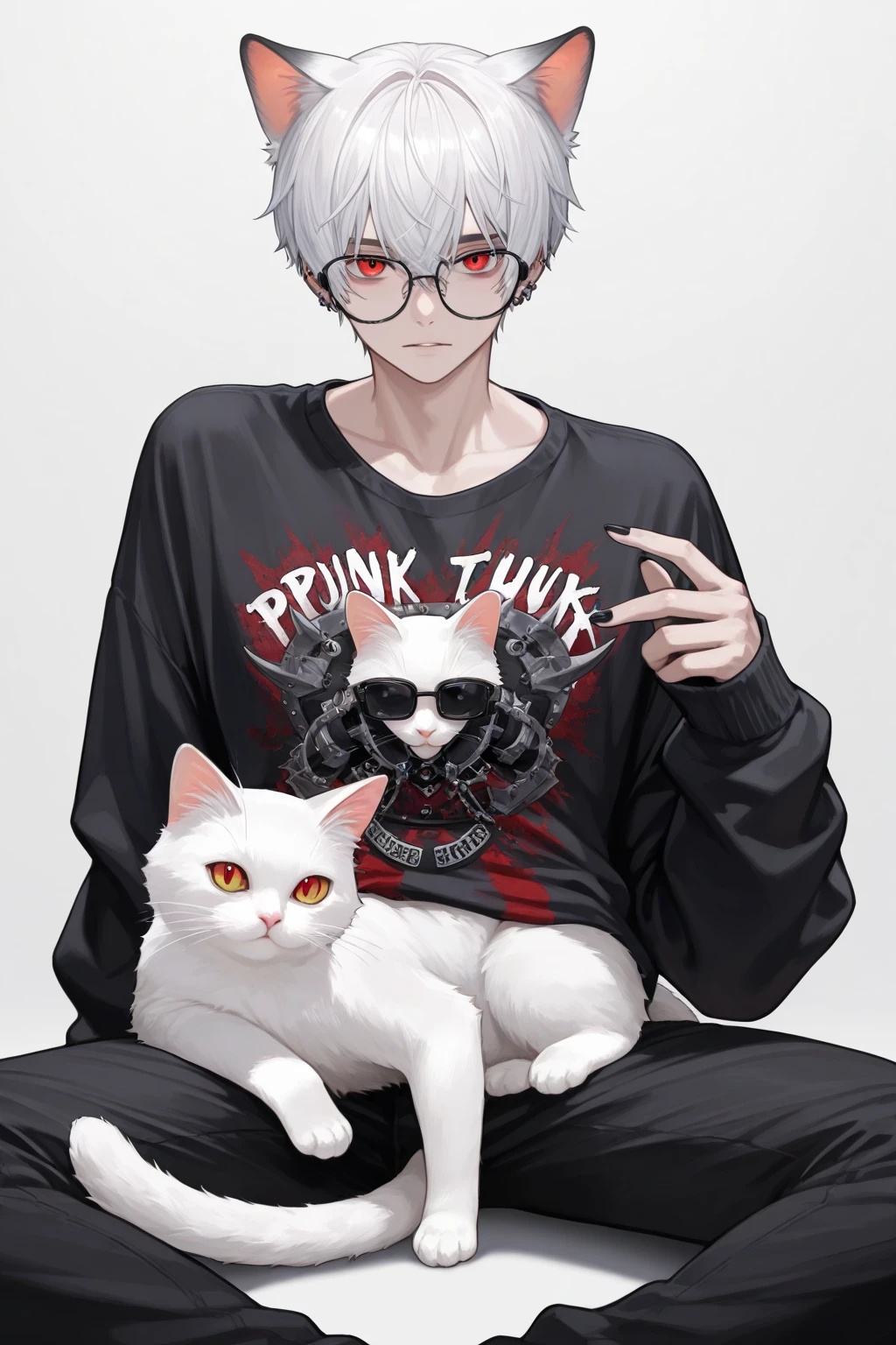 Beautiful young man, darkblue-haired, ((Gray eyes)),(short wave hair:1.2), (Black mask:1.2), White hoodie,clear wear,High quality, amount of drawing, pixiv illustration,(animal sticker:1.2),(NSFW:1.1),((spread legs:1.1)).