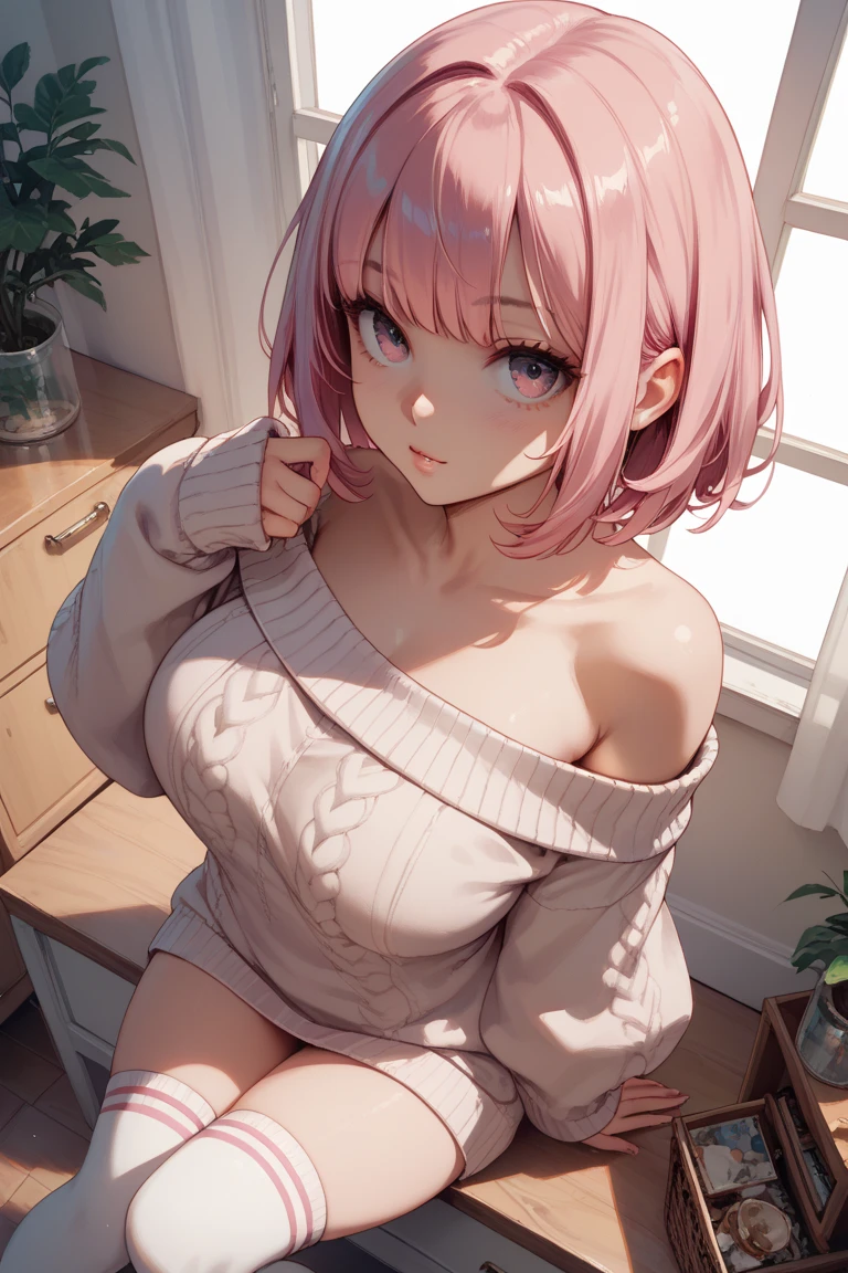 illustration：Ultra-delicate，White skin，Large Breasts，Black jeans1:5，Black lace underwear1:5，Snow mountain in the background，Positive 1:5，Pink long hair，Low-cut，Bend over 1:5