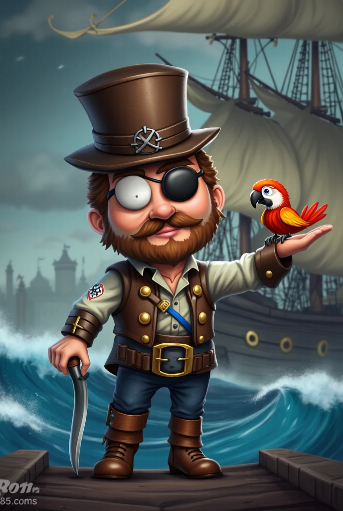 Create a pirate with genetic mutations reminiscent of a fish --auto --s2