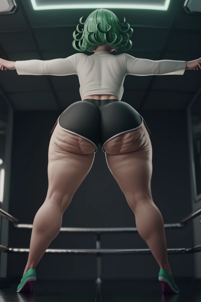 Photo of the Biggest Booty Contest Winner, raw, Womanly, (Neon Leggings:1.3), (Biggest Buttocks in the World:1.4), short hair in a Mohawk style, (tiny waist:1.15), (thick, muscular legs:1.2), (huge thighs:1.3), (dark skin complexion:1.3), ((Random Location:1.2)), ((Detailed face:1.2)), ((Detailed facial features), (highlighting her chiseled jawline and full lips),, (Perfectly Proportioned:1.3), (Photorealistic:1.