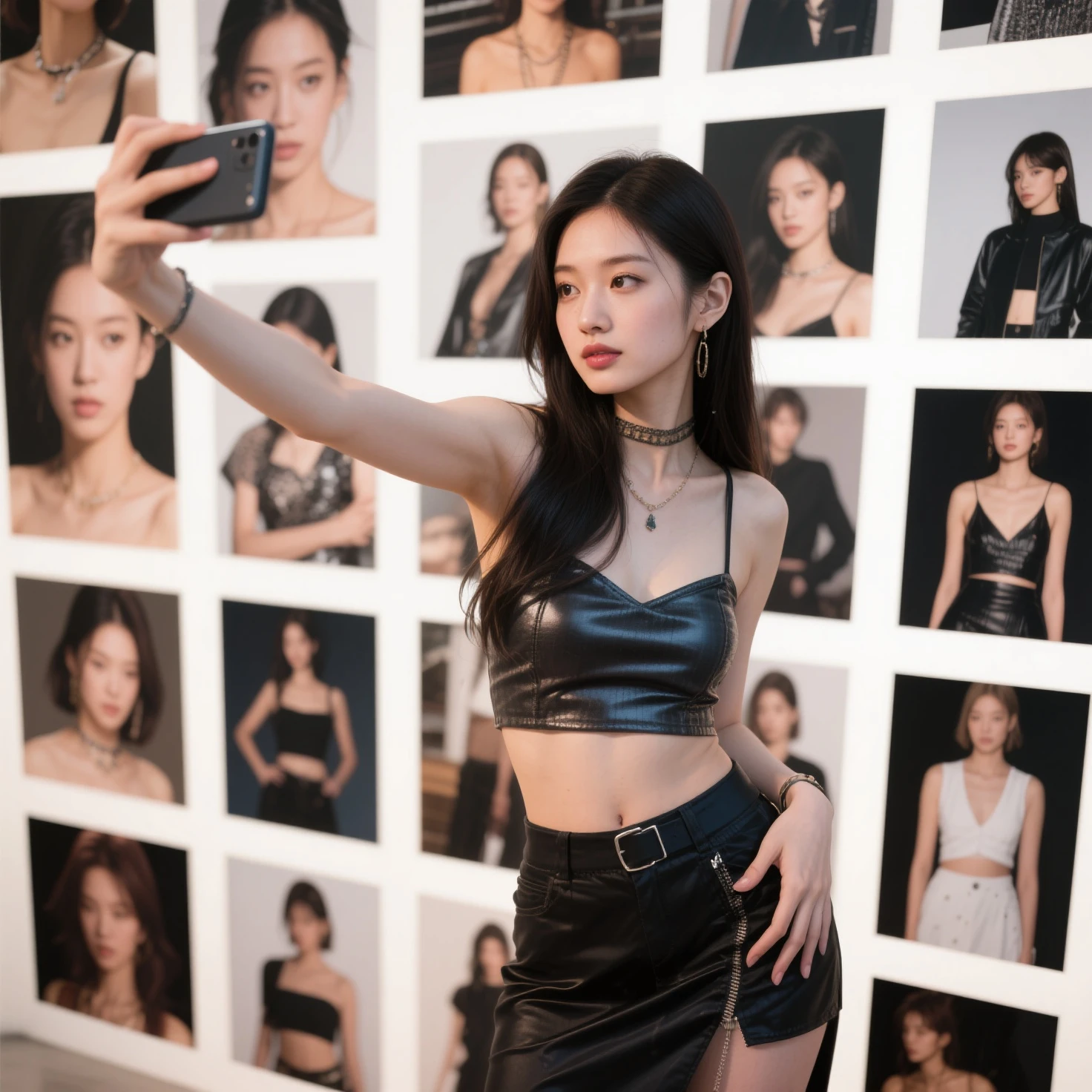 Skinny female，emaciated，the ribs，innominate bone，pelvic bone，sternum，flatchest，big breasts thin waist，Thin leg，tightsuit，leather pant，slippers，Thin back