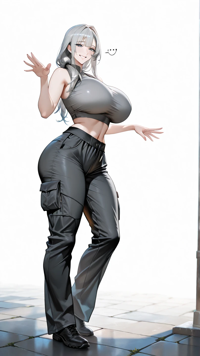 Cyborg Android sexy big breasts athletic body wearing jeans robotic arms NSFW furry Nike sneakers