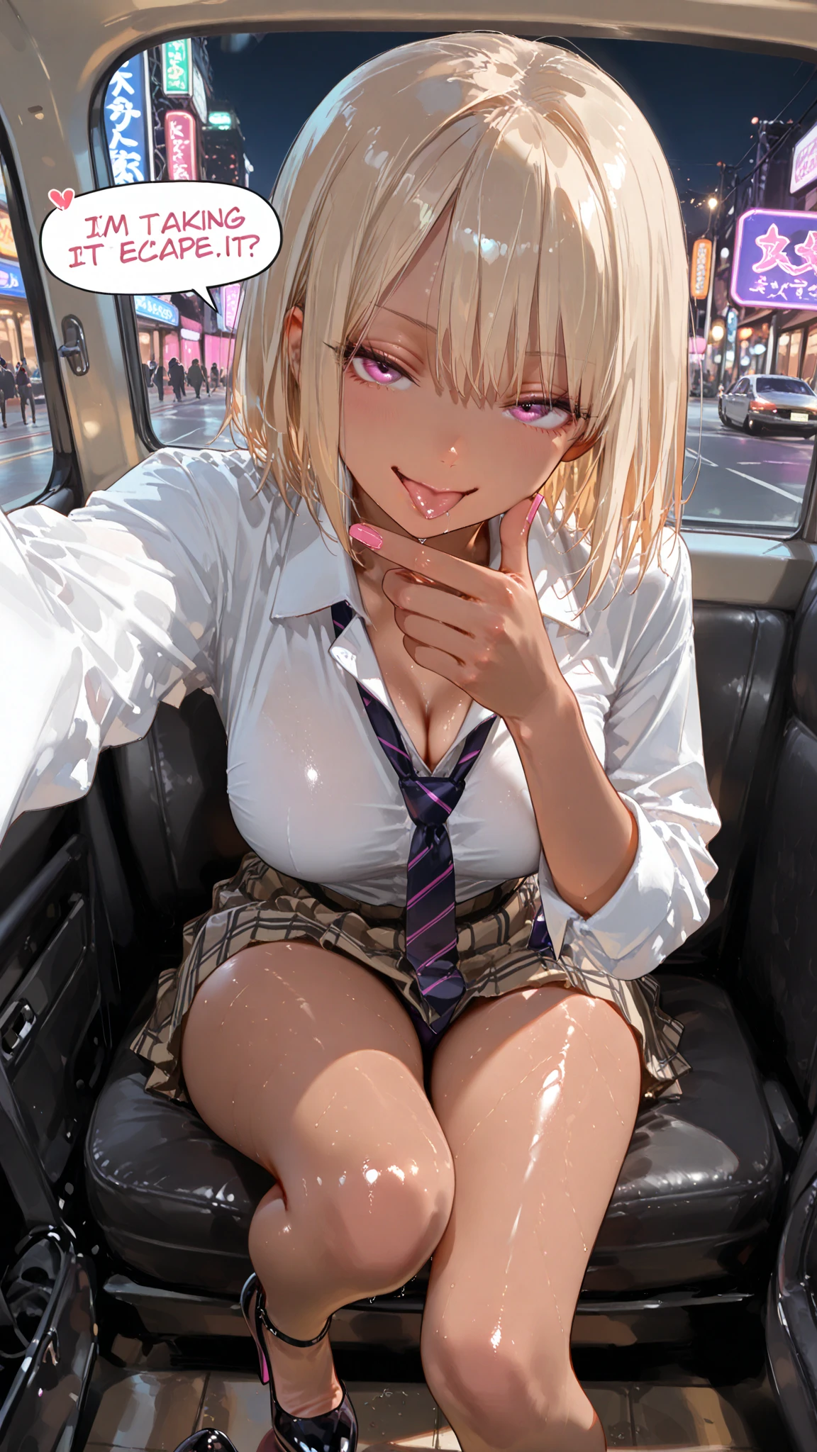masterpiece, absurdres, best quality, ultra detailed, high Resolution, detailed illustration, bright colour, (extremely beautiful detailed face and eyes, Delicate beautiful face, 1 girl, 18yo, cute face:1.3), (magenta eyes:1.1), sparkling eyes, big eyes, (medium breasts:1.3), (perky breasts:1.1), (pointy breasts:1.1), medium hips, glamorous body, white skin, BREAK, (blonde hair:0.8), messy hair, detailed hair, shiny hair, BREAK (school uniform, undressed, down blouse:1.3), perfect lighting, (ecstasy, vulgarity:1.5), (embarrassed:1.3), (Love juice:1.3), (Super Thick bullet vibrator in Pussy:1.3), train, (spread legs:1.3), from front,