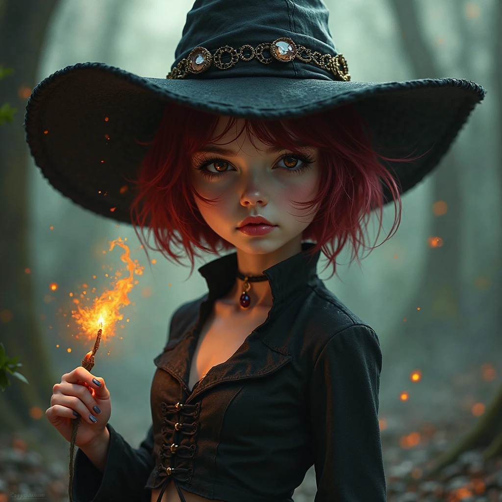 movie poster pictures,Cat wearing a witch costume,Use magic to fight,2D cartoon,cartoon animation