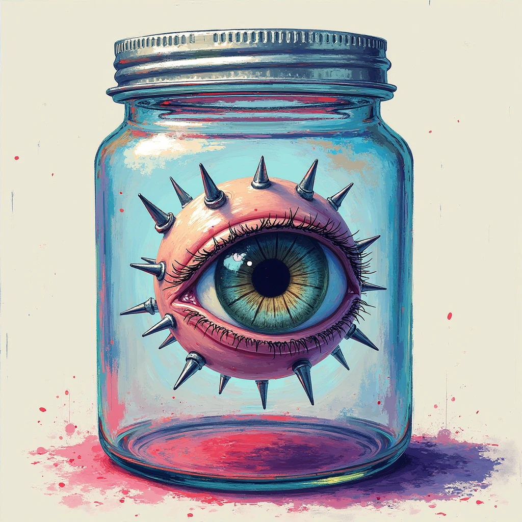 CarnageStyle, (blood_red:1.5), A demon looks at a tiny human trapped in a jar, sunrays, dust in the air, DnD character, unreal engine, octane render, dramatic lighting, pond, digital art, by Stanley Artgerm Lau, greg rutkowski, thomas kindkade, alphonse mucha, loish, norman Rockwell,, <lora:CarnageStyle:0.75>, spirals,luminous_red,fluid, (Masterpiece:1.3) (best quality:1.2) (high quality:1.1)