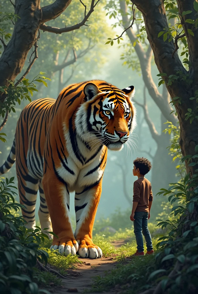 Boys and tiger