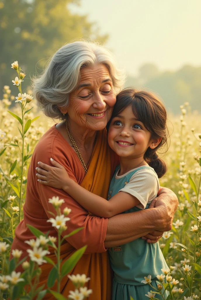 Old woman and child face to face arguing