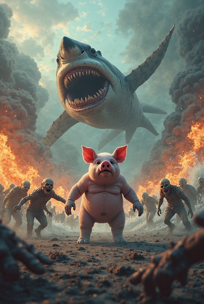 Horror-themed Cinematic film still, Fantasy monster concept art, Fish with a pig's head, in the sea, Dynamic Lighting, Realistic, Talked about at the art station, Amazing visuals, creative, Cinematic, Super detailed, Atmospheric, Ambient Lighting, Scary Art High Budget, Bokeh, CinemaScope, Sulky, amazing, nice, Film Grain, granular . Creepy, Anxious, dark, Creepyな, Suspenseful, strict, Very detailed