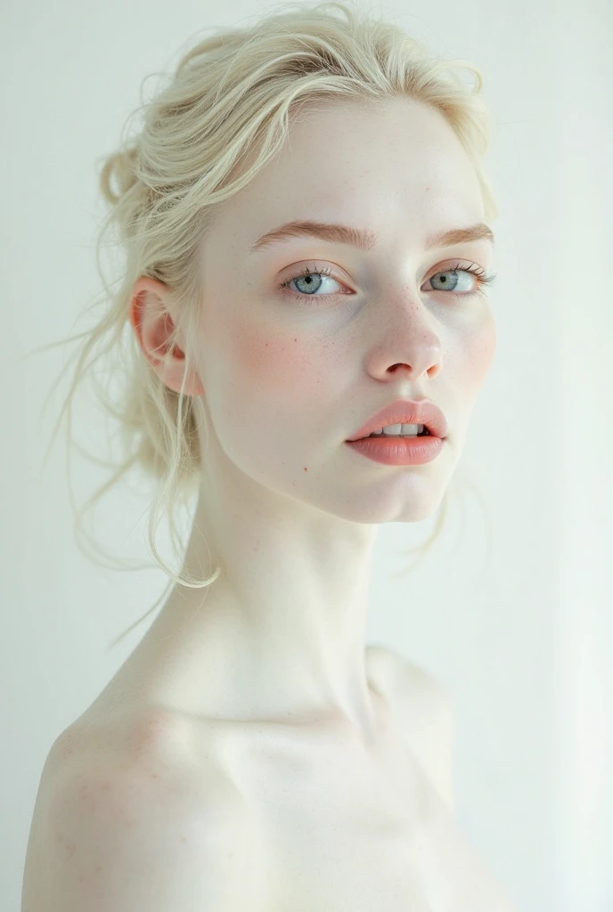 (Masterpiece:1.3), (Photorealism, RAW photo, Best quality: 1.4), (1 girl), Beauty face, (Veins on chest skin: 1.5), Albino, Pale skin, countless blood vessels visible through the skin, countless lines visible under the skin, (Realistic skin), Ultra high definition, tank top, grandly exposed breasts, drooping breasts, blue parts transformed into clean skin, background is the sea