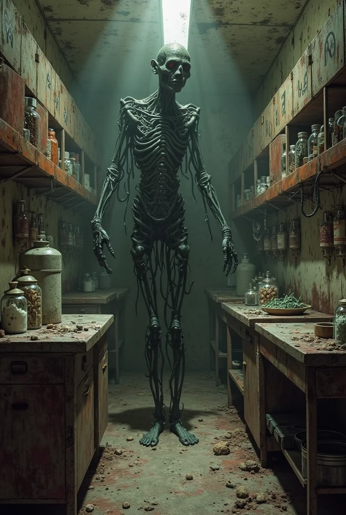 Zombie scientist creating creatures in his lab
