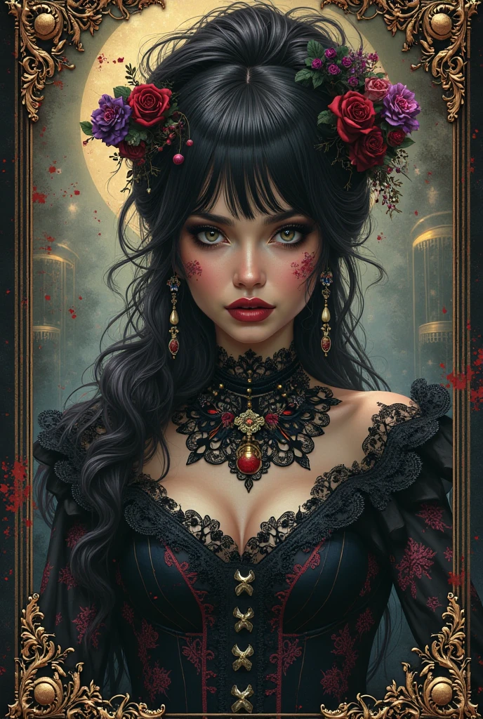 A flower by Casey Weldon, Olga Kvasha, Miho Hirano, hyperdetailed intricately detailed gothic art trending on Artstation triadic colors Unreal Engine 5 detailed matte painting, deep color, fantastical, intricate detail, splash screen, complementary colors, fantasy concept art, 8k resolution, gothic deviantart masterpiece, (dark shot:0.9), art by greg rutkowski and artgerm, soft cinematic light, adobe lightroom, photolab, hdr, intricate, highly detailed, rose