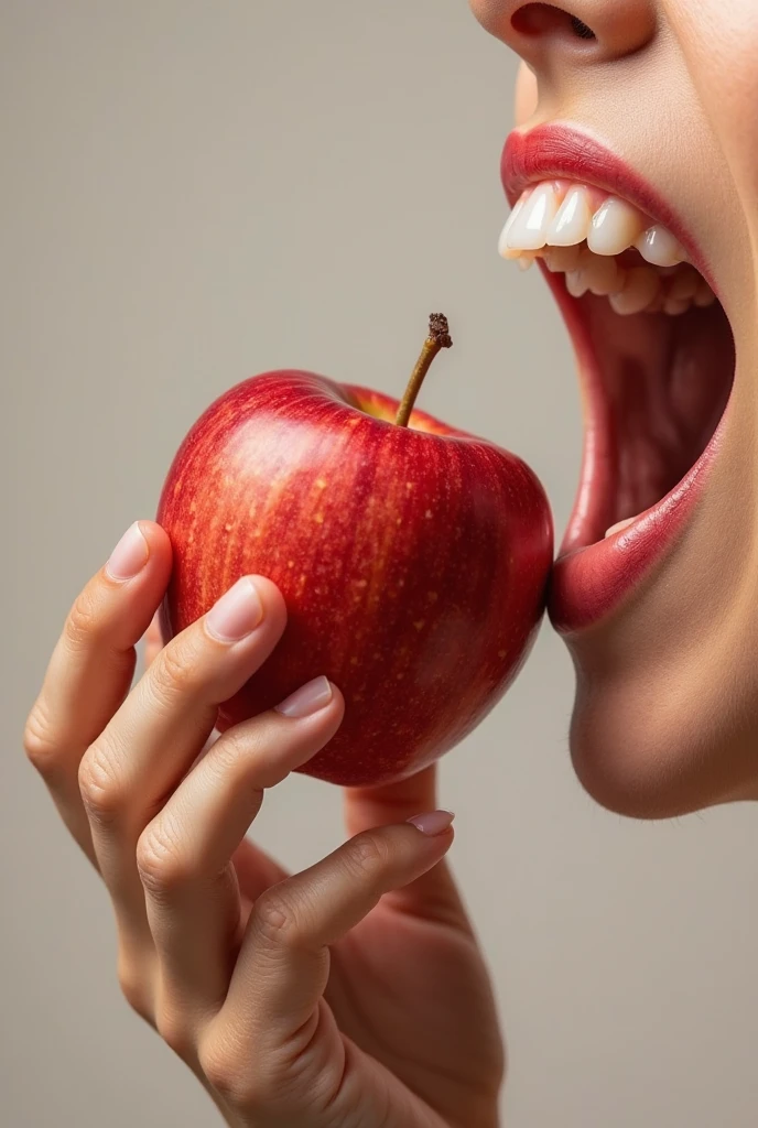 The woman eats the apple with her hands and mouth, eating rotting fruit, She's eating apples, with apple, holding an apple, Eating, mouth is simple and pleasant, She was picking apples, an apple, Pixabe, apple, Red apple, Licking tongue, illustration], Devouring, stockphoto, healthy, about to consume you, having a snack