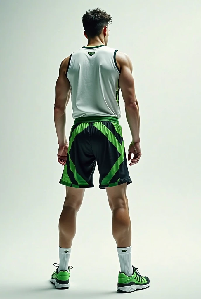 Muscular man modeling in a park with t shirt bkack