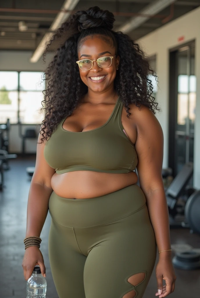 moda gorda, a beautiful velho lady 70 years velho black woman, (maduro), curvy body, vestindo uma roupa de fitness, Shorts de lycra, Realista, Gordinho, intricado, hyper Realista, 8K, intricadoly detailed, cinematic, stunning Realista photography, rosto perfeitamente detalhado, altamente detalhado, vibrante, pele natural, Textura de pele real, octane rendering, cabelo encaracolado, cara feliz, It is, neckless, pulseiras, decote, linda coxa, Seios enormes:0.8, (malhando na academia), Gordinho, (treinamento), pele molhada, velho, Gordinho, Cabelo amarrado, It is, sorridente