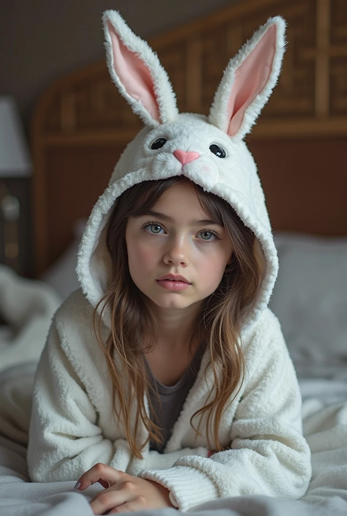 14 year old girl with rabbit ears on her head (It is for a profile photo of the face)