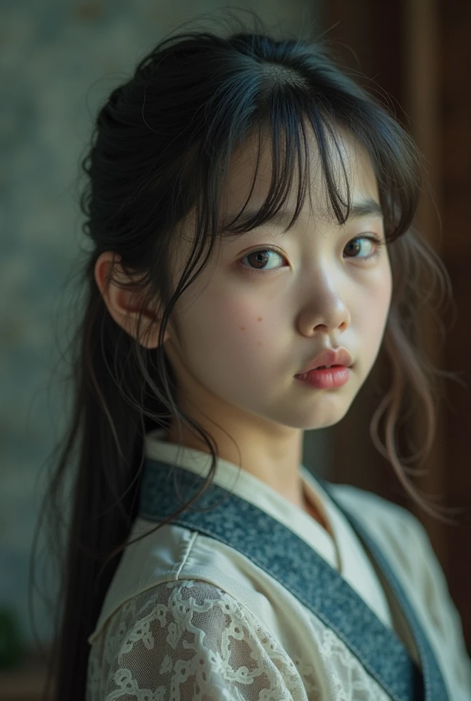 11 year old girl Japanese Braids and ribbon Realistic Skin