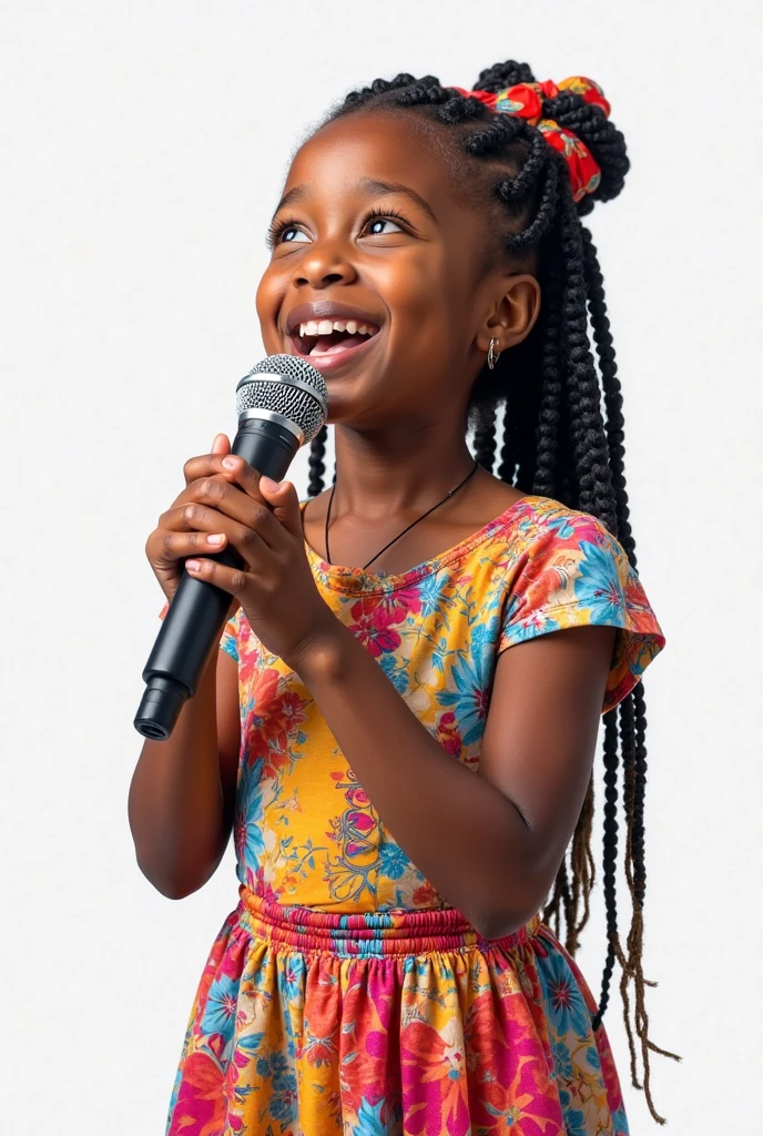 A hyper-realistic image of a beautiful child singing gospel music in an intimate acoustic setting. The child is seated on a wooden stool, holding a vintage microphone with both hands, eyes closed in deep concentration. Soft, warm lighting illuminates their face, highlighting the pure emotion and innocence in their expression. The background features simple acoustic instruments, like a guitar and a piano, set in a cozy, rustic room with wooden beams and a few candles, creating a peaceful, reverent atmosphere.
