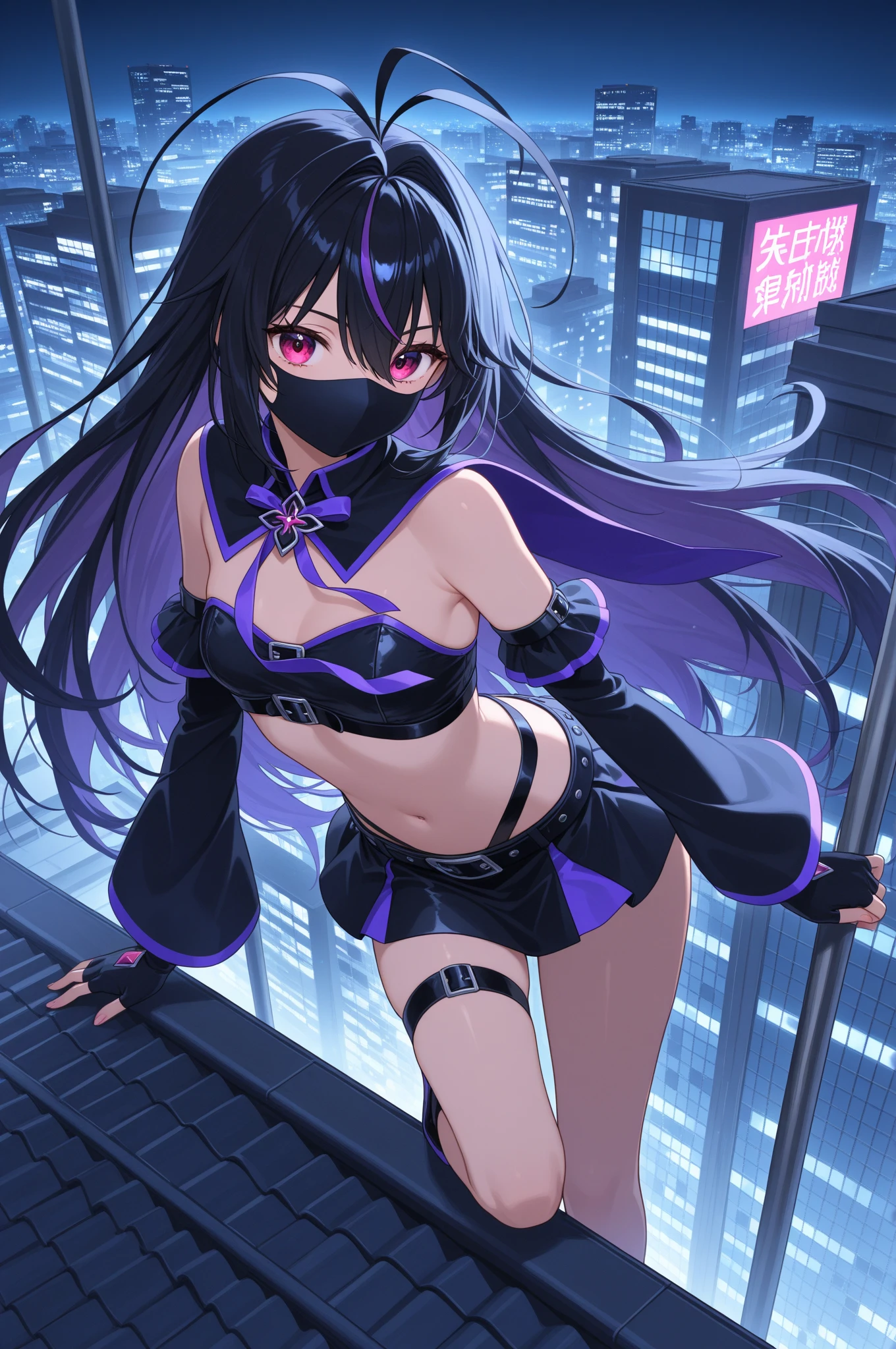 NSFW,One girl,Trick or Treat Cosplay、露出度の高いClothes、Shrug（Clothes）、Short sleeve、Layered Bikini、Purple Bikini、Green Bikini、belt、Nurse cap、mini skirt、Green gloves、Thigh-high socks、Garter Straps,Small breasts,(Perfect hands),(Perfect Anatomy),(masterpiece),(highest quality),(Absent-minded face:1.8),blush,night,hospital,Examination room,White Room,Sitting,Leg spread