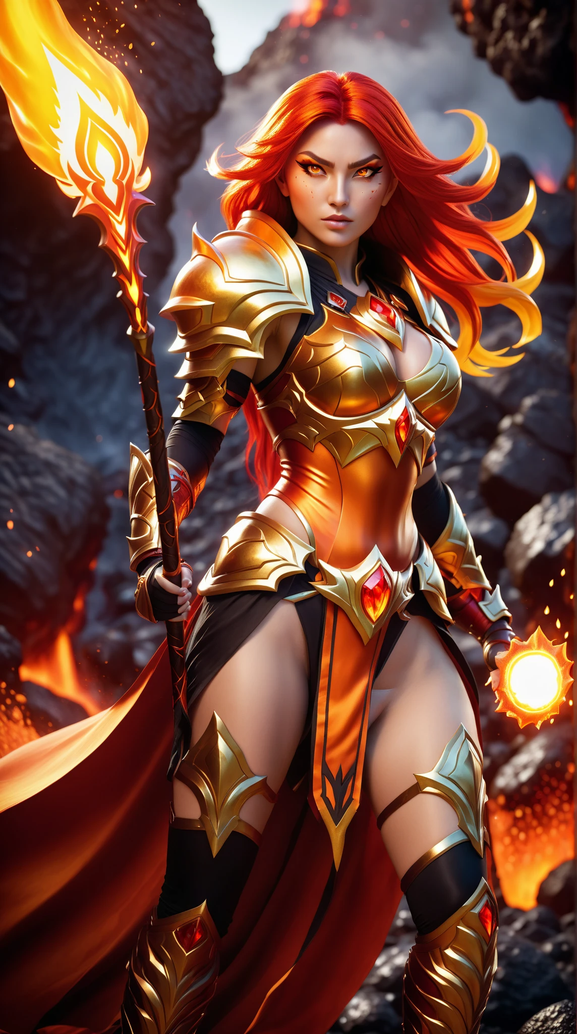 Fantasyart、(top-quality、masterpiece:1.2)、ultra-detailliert、(photoRealstic:1.1)、(sharp focus)、(A female spirit of melted flame that burns bright red:1.5)、(full body Esbian:1.4)、Detailed Molten Fire Elemental, fire demon wings、(Red and Yellow Blue Flame:1.5)、Being in a fantasy world。Fractal art of flame、kindly smile、beautiful face、A detailed face、perfectly proportions、big breasts、busty, curvy hips、navel、buttock、Crotch gap、thighs thighs thighs thighs、(Dynamic Poses:1.5)、Steampunk style、Detail Master 2、steampunc、Movie girl、Girl melts、