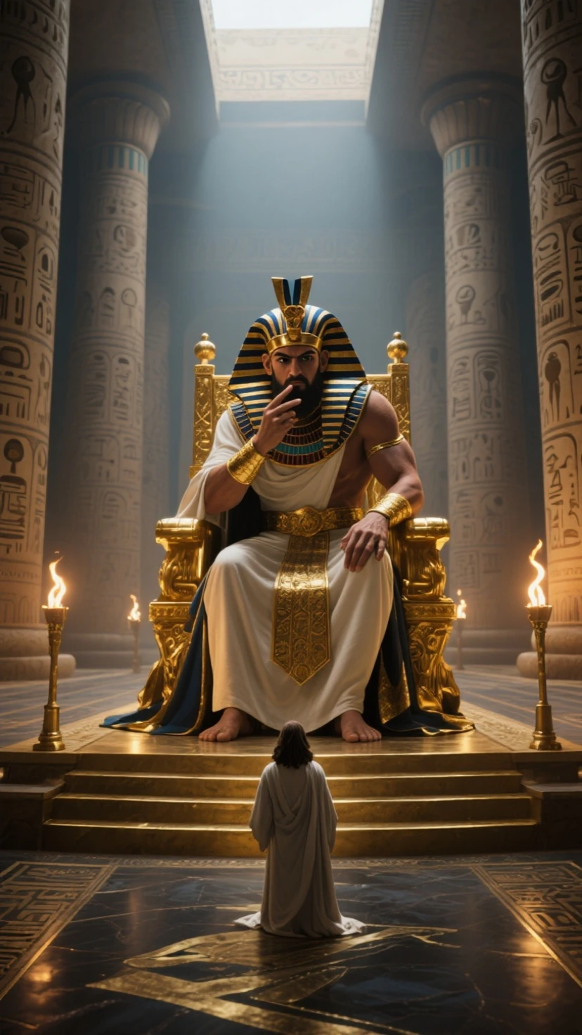 Egyptians and aliens built the pyramids. With cutting-edge technology A flying saucer shines down on the pyramid.
King Pharaoh and Creophraratran sat on the throne.
There are two Sophinks sitting next to each other in the desert.