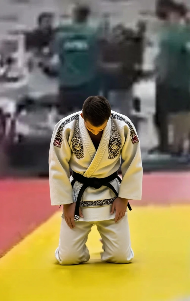The athlete, concentrated and determined, observes every move of the opponent. In a decisive instant, it explodes with a quick spin, dominating the fight. Traps the opponent in a precise lock, feeling the resistance decrease. With the final beat on the mat, he rises victorious, The Racing Heart, but with a calm mind, savoring the fruit of your dedication.