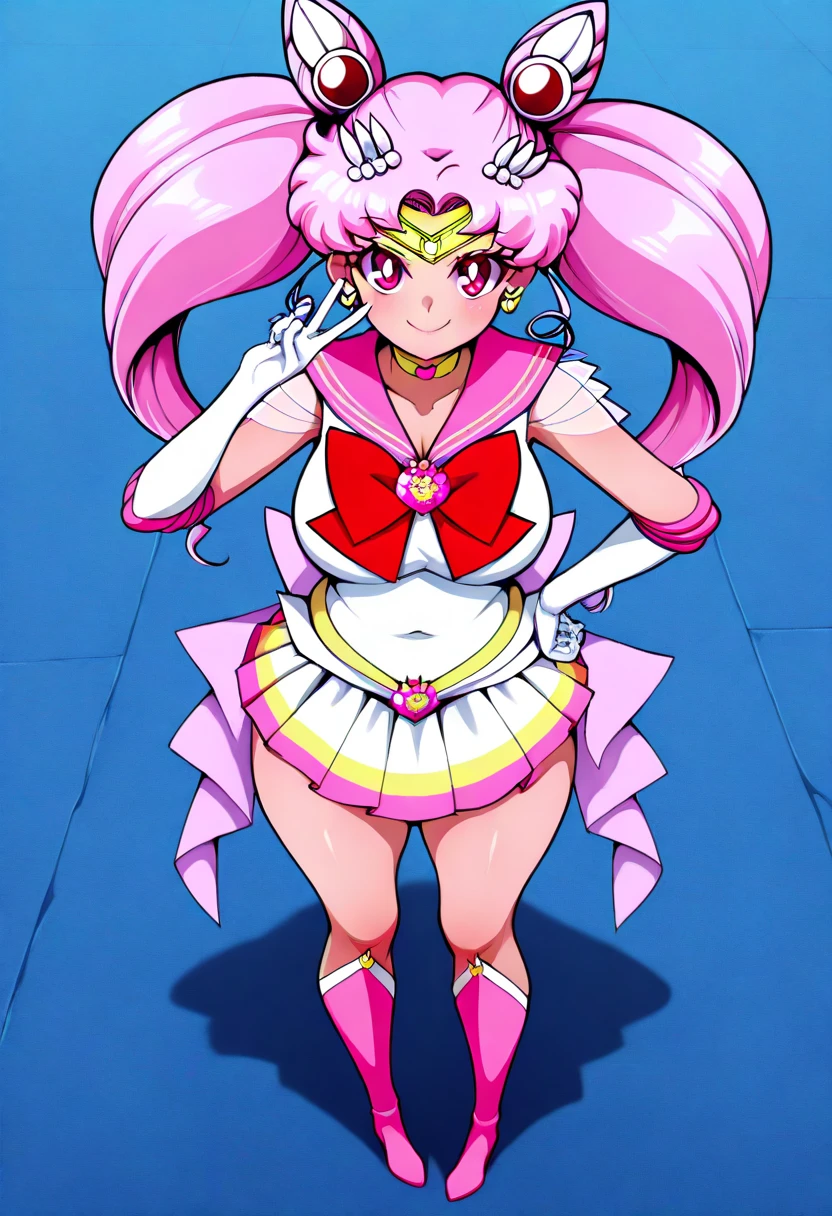 sailor girl in a pink dress and white top with a pink hair, sailor moon!!!!!!!!, the sailor moon. beautiful, pink iconic character, by Sailor Moon, sailor moon style, magical girl anime mahou shojo, inspired by Sailor Moon, pose(arms up + happy), style of magical girl, humanoid pink female squid girl, anime pose, shining pink armor
