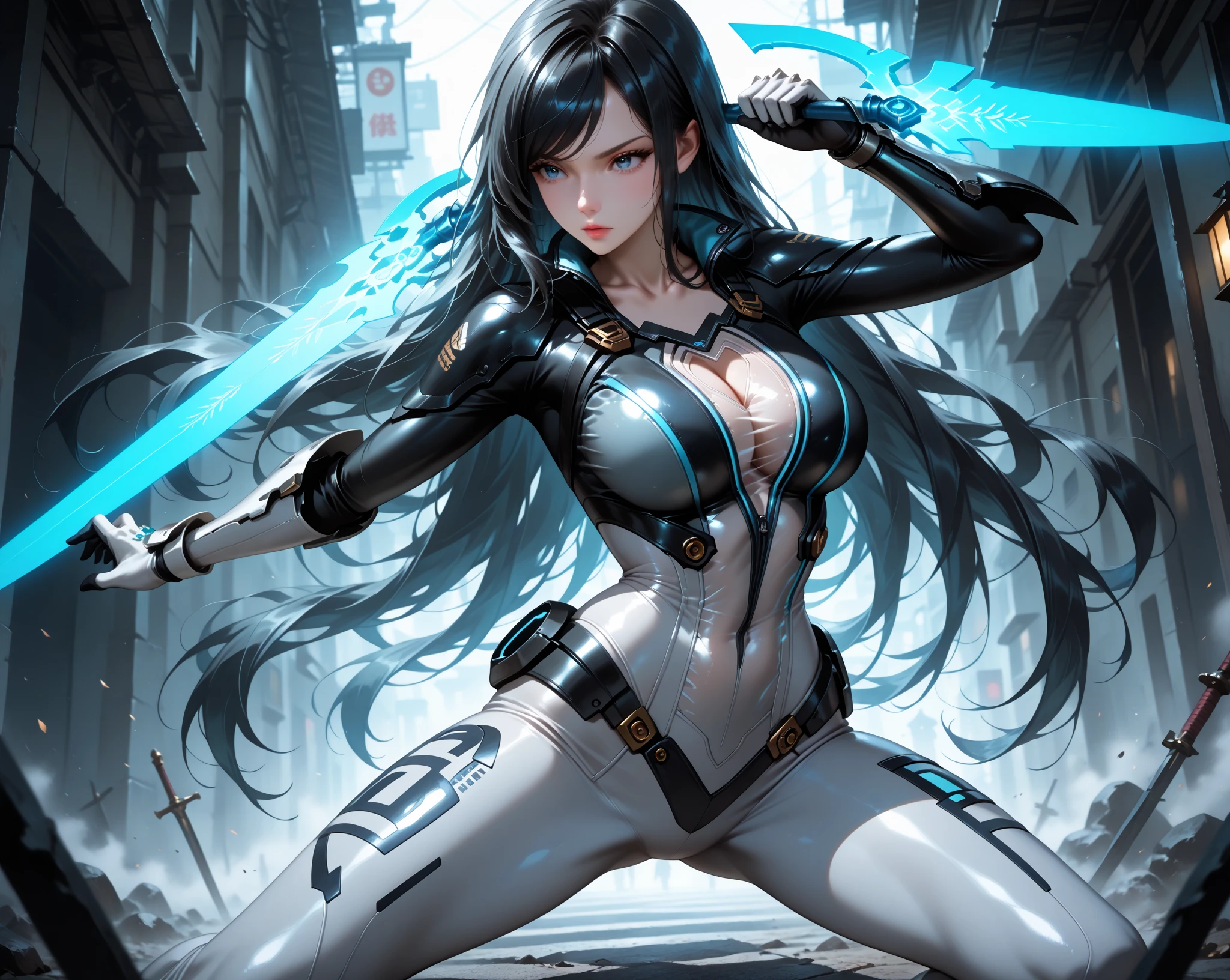 Masterpiece, Yuji Shinkawa, great Japanese master anime works, Japanese manga master works, black and white manga, grayscale, realistic night scene, a girl in leather tight bikini standing in the night, full body, sexy girl, slim body, big, long legs, sexy slender legs, movie lighting, light and shadow tracking, movie composition, full body standing