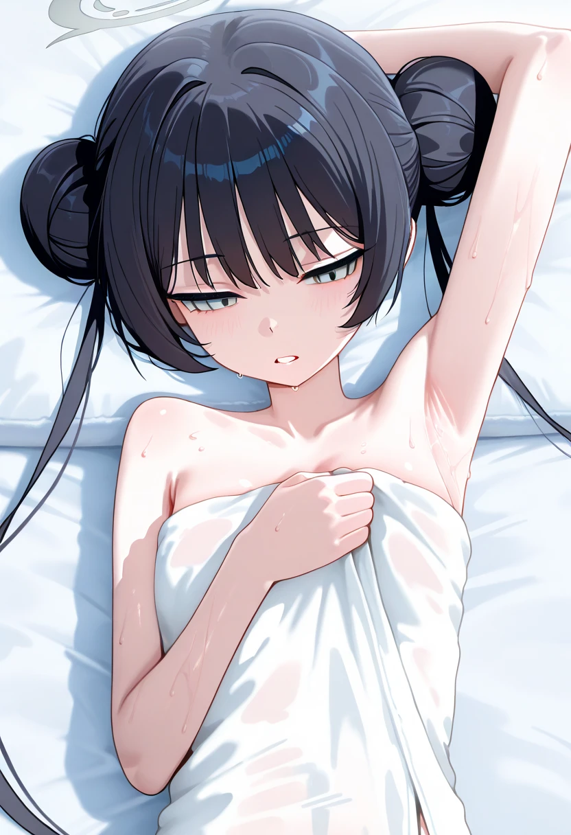 NSFW, masutepiece, 1girl in, Saw, Black hair, Forehead, Ponytail, (tiny chest), (Baby face),
close up,
sleepy,
After SEX,
Blue eyes,
lightsmile,
(Sweat:1.1),
facials,
Bukkake,
in poolside,
lie on one’s back,