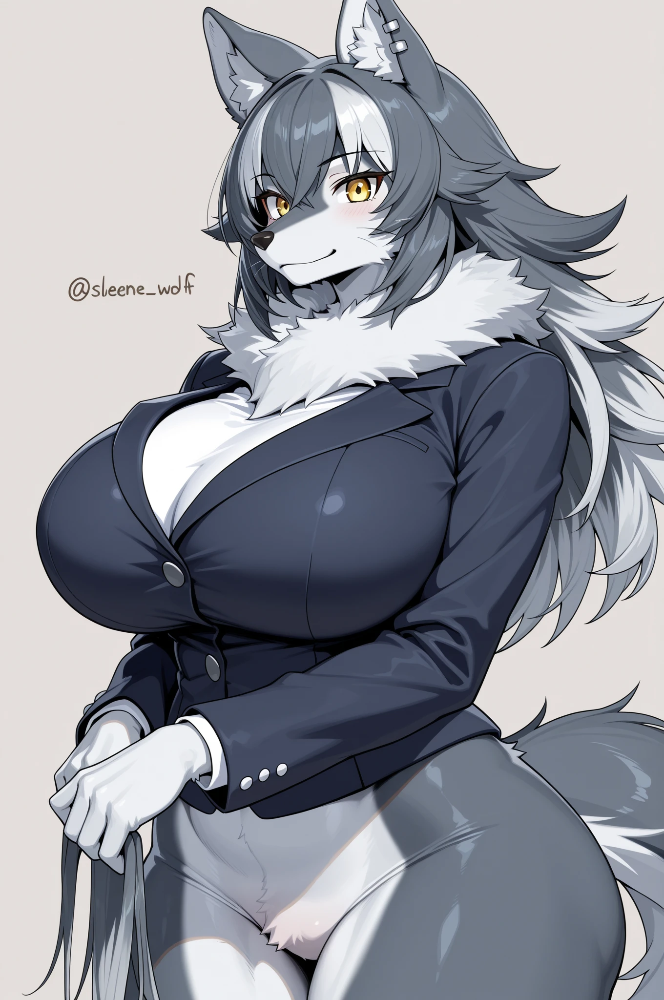 Furry Owl female, big fat Breasts ,vest sweater, BLUE pupils , fat , Brown body