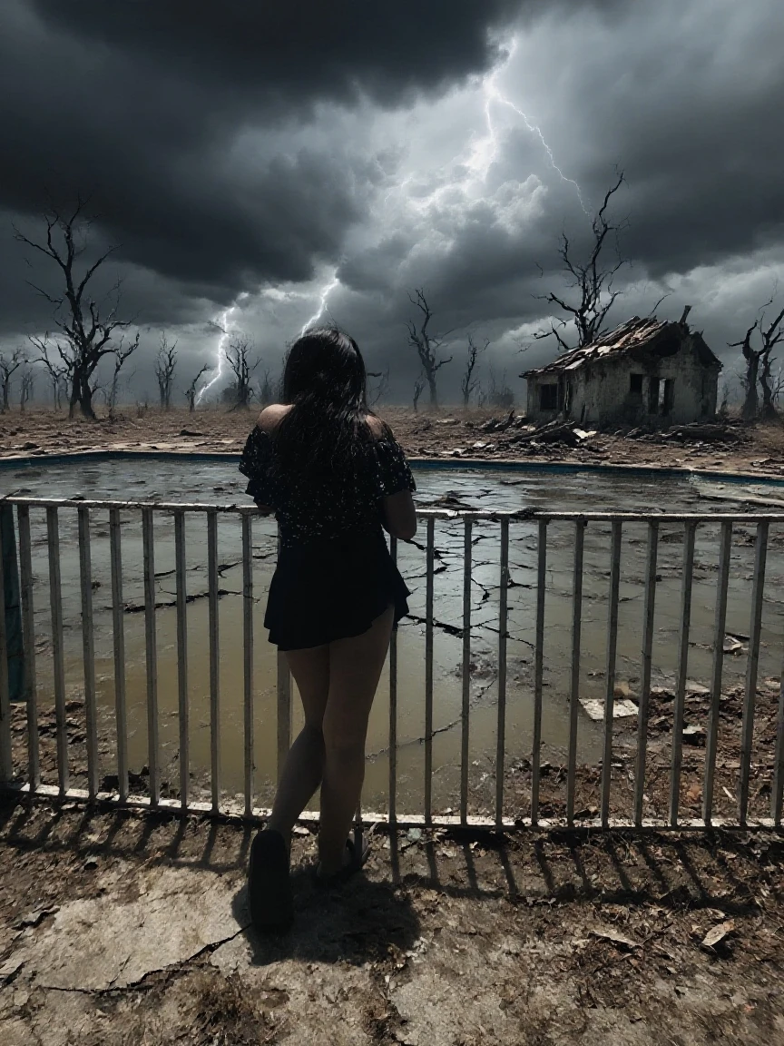 angelinak, sfw, ((sfw)), woman kneeling outdoor  in a playground.  The character is surrounded by mist, evoking a mysterious and eerie atmosphere. The lighting is dark and atmospheric, with a red smoke adding a touch of sinister ambiance. The image is of the best quality, with a resolution of 4k and HDR enhancement, showcasing the utmost level of detail and realism, sfw, full body shot.
