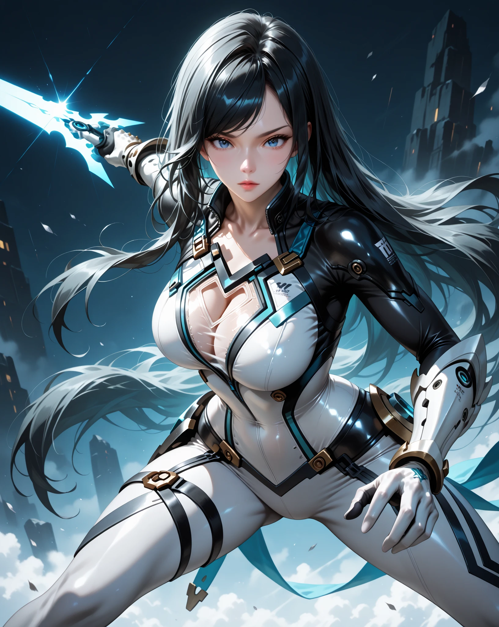 anime, two girls, a woman in a black leather outfit with blue hair and blue eyes, seductive tifa lockhart jet black haired cyberpunk girl. and, a woman in armor, knight female, girl in knight armor, female knight, gorgeous female paladin, blone haired paladin. hugging, anime style like fate/stay night, official artwork, two beautiful anime girls, light novel cover art, fate / stay night, puce and vermillion, sakimichan and frank franzzeta, fine details. girls frontline, kantai collection style, yandere