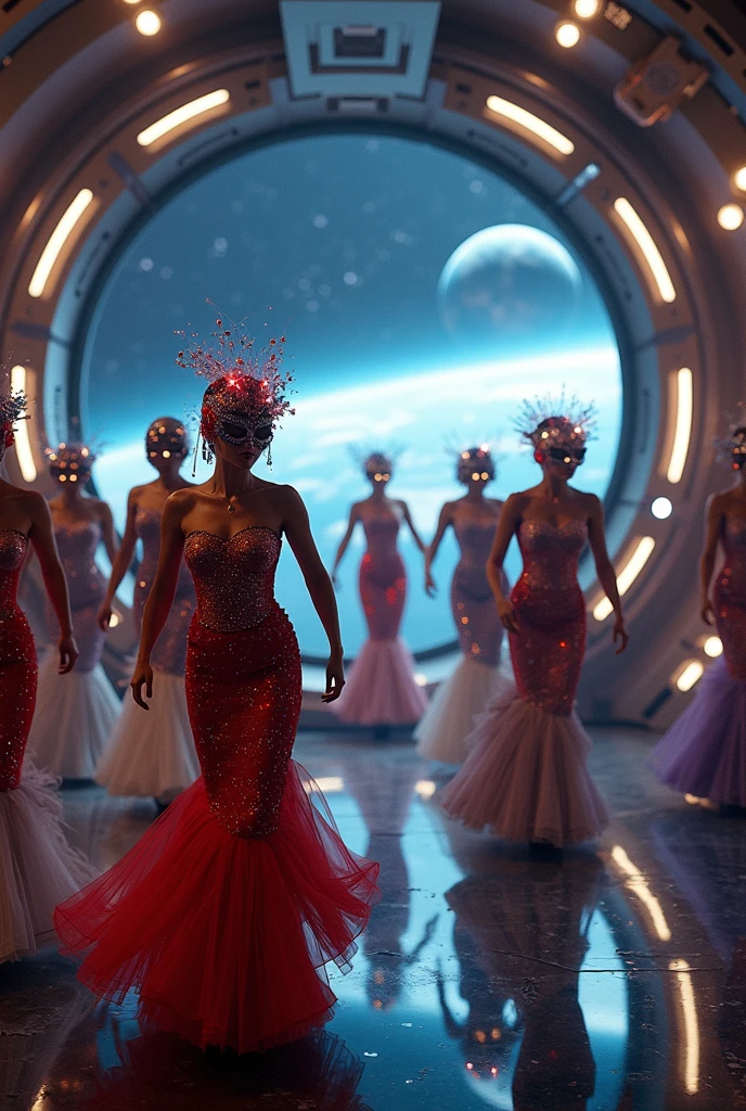 (best quality,4k,8k,highres,masterpiece:1.2),ultra-detailed,(realistic,photorealistic,photo-realistic:1.37),sci-fi,fantasy, A group of aliens has abducted Salma Hayek (age 40) and they are poking her and examining her with alien tools, she must stand in a bright spotlight. She is dressed in a pink translucent gown and is very shy and embarrassed, show her from headd to toe