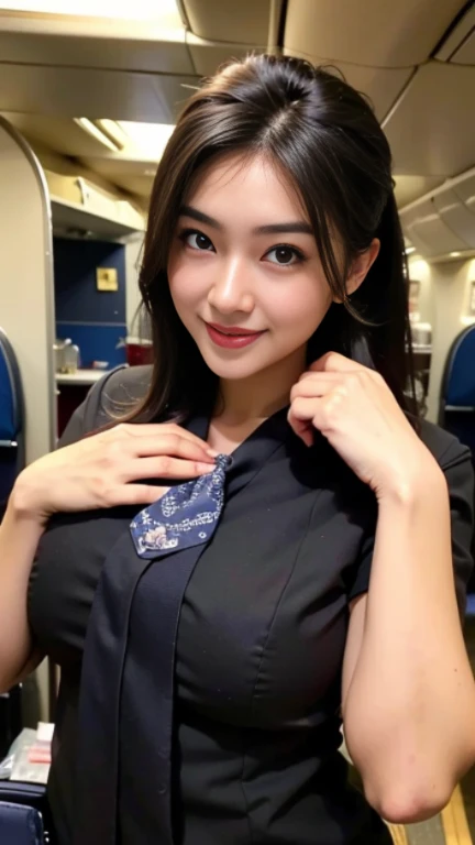 (masterpiece:1.3), (Highest quality:1.3), 8K, 超High resolution, 複雑なdetailedな, 非常にdetailedな, detailedな背景, Depth of written boundary, 超High resolution, RAW Photos, Sharp focus, perspective, (8K, Highest quality, masterpiece: 1.2), (Realistic, Realistic: 1.5), Beautiful Japanese woman, 25 years old, (((Thin thighs))), detailed: (非常にdetailedな: 1.3), (((stewardess costume))), (High resolution: 1.1), Airplane Passenger Passenger Passenger, ((From below:1.45)), ahegao, ((Perfect beauty)), ((See-through lace underwear)), ((Camel Toe)), (((Hairstyle is a chignon))), ((Spread your legs)), smile, (((Hair is up))),
