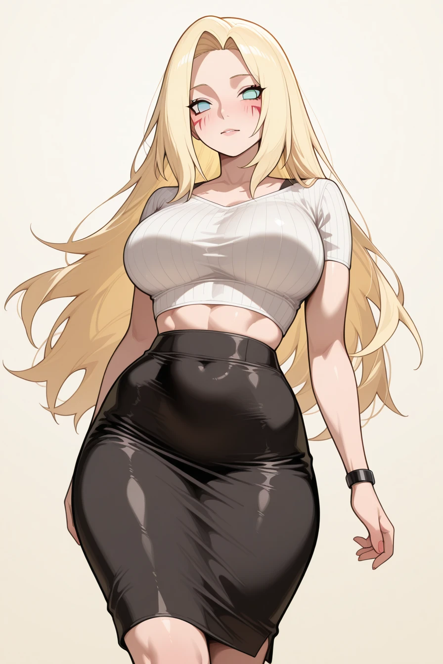 (Uhd, Masterpiece, Textured Skin, Super Detail, High Details, High Quality, Best Quality), Detailed Face, 1woman, mature pretty woman:1.5, ((Wide hips, thick thighs)), Blonde hair tied up, (Black sweater shirt), jeans, (Huge Body), (Hair tied up with side bangs)