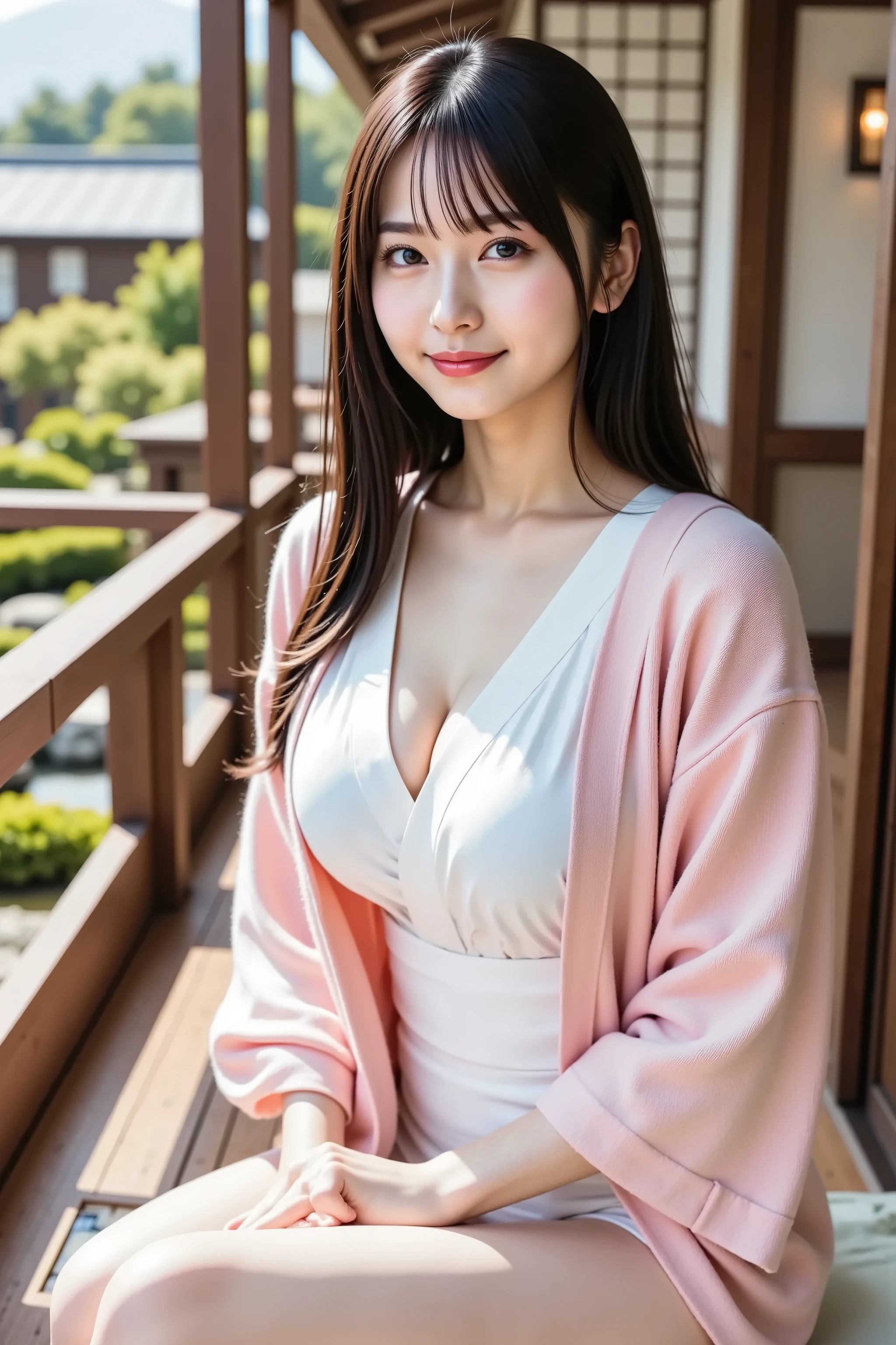 Very cute face like a 16-year-old idol、like々A 20-year-old woman with a cute face、Gentle and cute、A kind smile、(((Cute long-sleeved pink traditional Japanese yukata)))、(Japanese festivals)、(((Full body portrait)))、((You can see the cleavage only at the chest))、((The long hem of her yukata is rolled up to reveal her thighs.))、((Anatomically correct))、(Precise and detailed depiction)、RAW Photos、Genuine、High resolution
