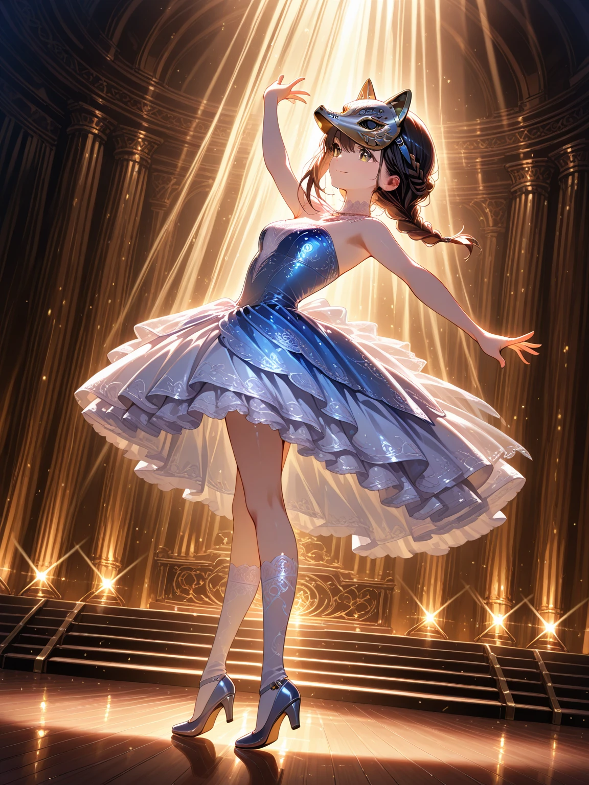 masterpiece, best_quality, 1girl, solo, tutu, standing, blue tutu