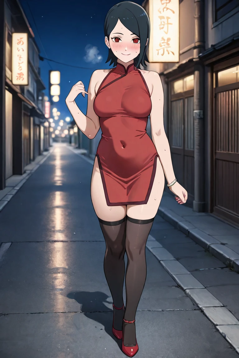 ((high res)), (Masterpiece), perfect anatomy, perfect shading, field of depth, (best quality), extremely delicate and beautiful, perfect lighting, detailed face, ultra cute face, cute, (cowboy shot 1.2), looking at viewer, full body, ((1girl)), ((solo)),
short hair, fluffy hair, brown hair, green eyes, ((blush)), nervous (chinese split dress 1.2), extremely tight clothes, medium breasts, cleavage, perky breasts, (((wide hips))), ((thick thighs)), (chubby), chubby belly, fat rolls, belly hang,
street, town, chinese festival, night time, intricate background, detailed background, standing,