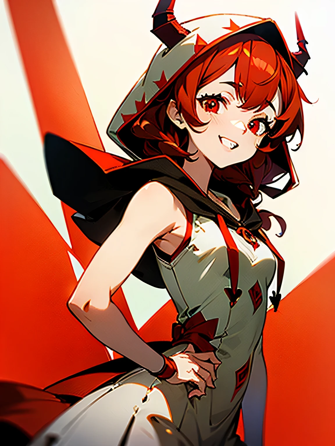 Anime girl, in a short , Camera view from below, Black and red hair. 4K 3D