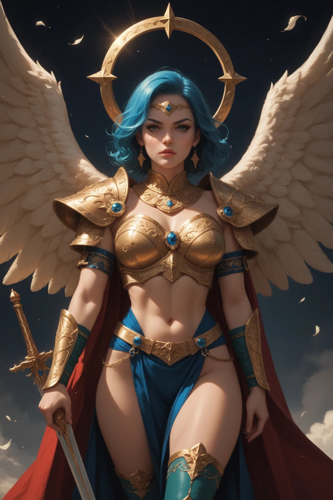 ((best quality)), ((masterpiece)), (detailed), blue hair woman, Holding a sword, (Inspiration from Artgerm:1.2), (Pixiv competition winner:1.1), (Goddess of angels:1.3), (violent art style:1.2), Close-up portrait, goddess skull, (Senna from League of Legends:1.1), , HD anime wallpaper, (Akali in League of Legends:1.1), 8k resolution masterpiece,Highest image quality,Beautiful bust of noble Cat ears,Cat ear,Cat Tail Exquisite Metallic Hairstyle,Clear golden eyes,A dazzling array of carefully crafted jewelry adorns chunky plush garments,long legs,Leather heels,极其detailed细节,advanced,Expose of love fluids,R-18G