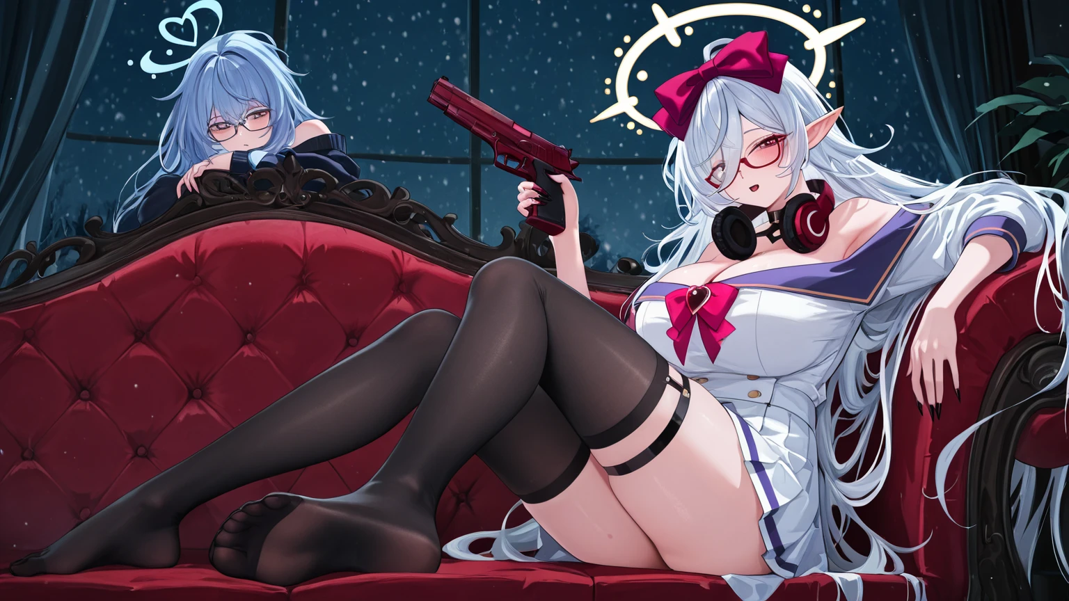 tmasterpiece,HighestQuali,Anime girl with white hair and pink hair,((Green eyes)),an anime drawing by Shitao, Pisif, conceptual art, A scene from the《azur lane》videogame, azur lane style, from girls frontline, 《azur lane》role, Best anime 4k konachan wallpaper, Splash art anime Loli, Ayaka Genshin impact, from touhou
