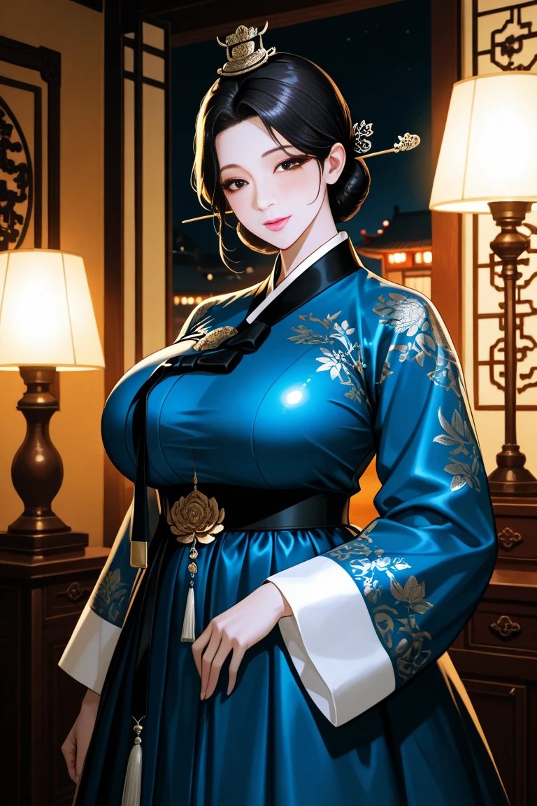 Fashion model 20 years old [[[[Features]]]],  (((Large Breasts)))Breast sagging、Low-cut(((Cleavage )))、(((Wide hips,)))(((Hourglass figure)))((Long legs)),[[[[]]]], [[[[Cole]]]], [[[[bShoulder]]]], Perfect eyes, Perfect iris，Perfect lips，Perfect Teeth，Perfect skin，long face，Soft headlight，HDR，girl，casual，night，lantern，moon，The background is indoors，（Pastel colors：1.2）