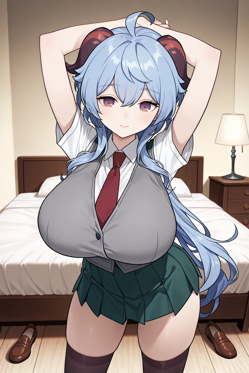Cute naughty priestess, Pastel colors hair, large breasts, Thighs, (silver hair), blue hair, long hair, (frown, pouted:1,2, blush:1.2), half updo, double bun, (naked:1.3), at the adventurer's guild, A bulletin board with posted paper, nfsw, sweat, (cum in vaginal:1.3), vaginal sex