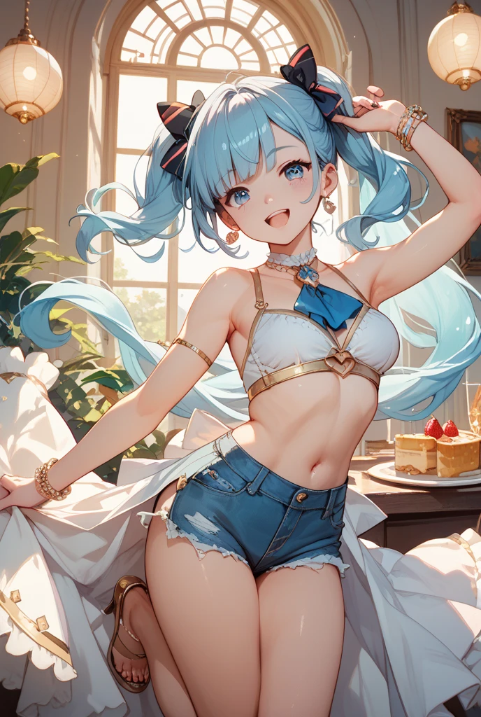 NSFW,Twin_Turbo_Umamusume,Light blue hair、Twin tails、Heterochromia、Purple Eyes、blue eyes、Sharp teeth,(Cropped shirt:1.3),(Off the shoulder:1.3),(High leg shorts:1.3),Embarrassed,blush,(Perfect hands),(Perfect Anatomy),(masterpiece),(highest quality),Outdoor,In the forest at night,tent,bonfire,One man,Having sex,Embarrassed,blush,In heat,A wistful look,I feel pleasure,(orgasm:1.3),Having sex,Creampie,Wide-eyed,Cross-eyed
