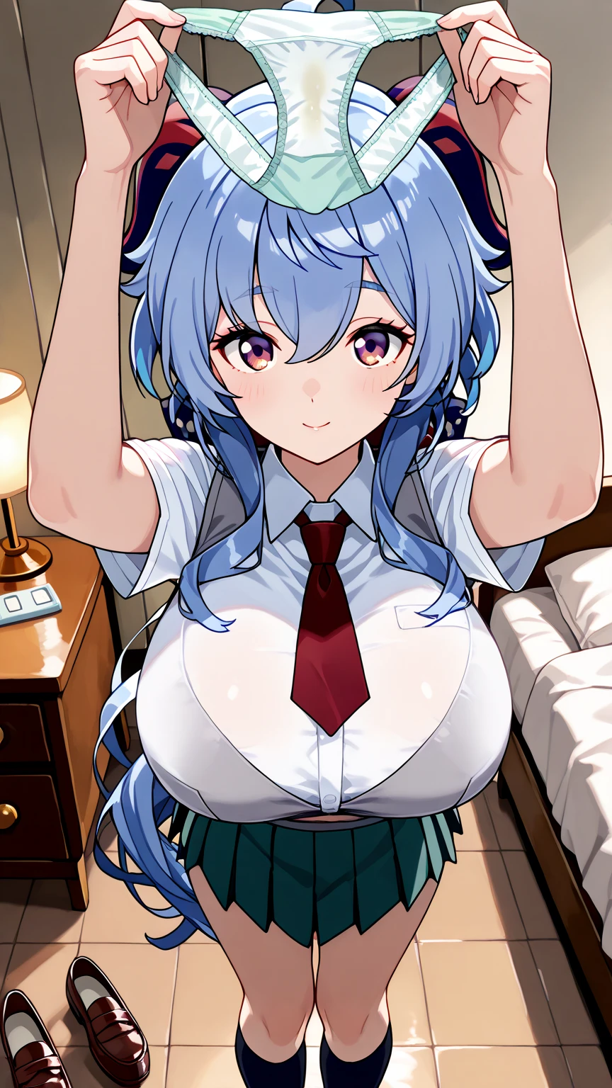 Cute naughty priestess, Pastel colors hair, large breasts, Thighs, (silver hair), blue hair, long hair, (frown, pouted:1,2, blush:1.2), half updo, double bun, (naked:1.3), at the adventurer's guild, A bulletin board with posted paper